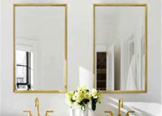 Popular Large Framed Bathroom Wall Mirrors Punch Free Installation Corrosion Resistant
