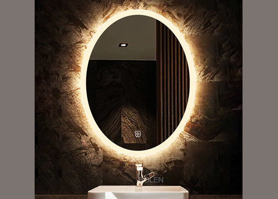 Hotel Decoration Oval Bathroom Vanity Mirrors Wall Mounted With Smart Touch Switch