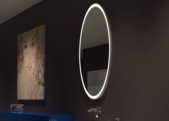 Wall Mounted Smart LED Bathroom Mirror / Oval Bathroom Mirrors With Lights